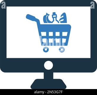 Carrello, e-commerce, icona dello shopping - da utilizzare per scopi commerciali, supporti di stampa, web o qualsiasi tipo di progetto di progettazione. File EPS vettoriale. Illustrazione Vettoriale