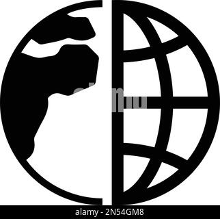 Terra, l'icona del globo è isolata su sfondo bianco. Da utilizzare per la grafica e il web design o per scopi commerciali. File EPS vettoriale. Illustrazione Vettoriale