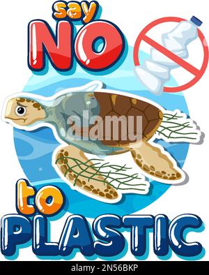 Non dire alcuna illustrazione di disegno del banner del logo di plastica Illustrazione Vettoriale