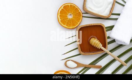 vista dall'alto fetta di miele arancione con spazio di copia. Risoluzione e foto di alta qualità Foto Stock