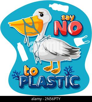 Non dire alcuna illustrazione di disegno del banner del logo di plastica Illustrazione Vettoriale