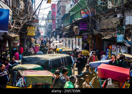 Traffico caos a Old Delhi, Delhi, India Foto Stock