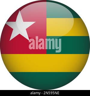 Togo 3D pulsante icona bandiera arrotondata vettore Illustrazione Vettoriale