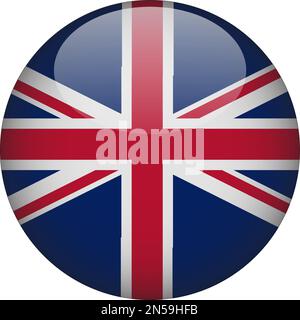 Regno Unito 3D Rounded Flag icona Button Vector Illustrazione Vettoriale