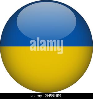 Ucraina 3D icona bandiera arrotondata vettore pulsante Illustrazione Vettoriale