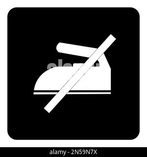 Segnale di non ferro necessario. Non stirare il simbolo sullo sfondo nero come illustrato Foto Stock