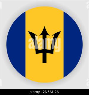 Barbados Flat bandiera arrotondata icona pulsante vettore Illustrazione Vettoriale