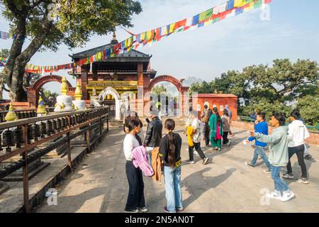 Tempio di Kathmandu Swayambhunath Swayambhu Foto Stock