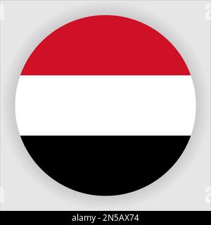 Yemen piatto icona Bandiera arrotondata icona vettore Illustrazione Vettoriale