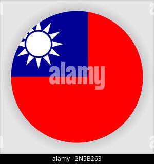 Vettore pulsante icona bandiera arrotondata piatta Taiwan Illustrazione Vettoriale