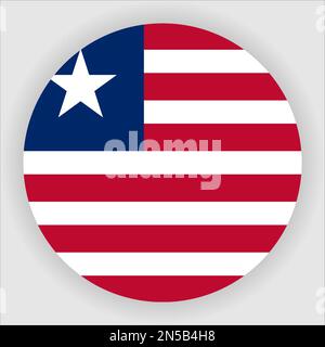 Icona bandiera arrotondata piatta Liberia vettore pulsante Illustrazione Vettoriale