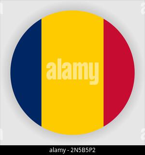 Vettore pulsante icona bandiera arrotondata piatta Ciad Illustrazione Vettoriale