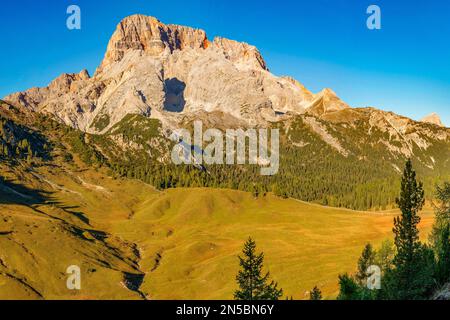 Vista da Prato Piazza a Hohe Gaisl, Italia, Alto Adige, Dolomiti Foto Stock