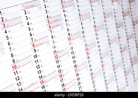 Calendario annuale 2022 in tedesco Foto Stock