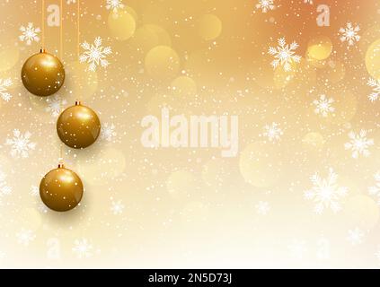 Sfondo di Natale con oro sospeso baubles Illustrazione Vettoriale