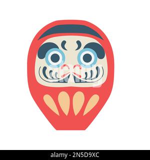 Illustrazione vintage della bambola Daruma del Giappone Illustrazione Vettoriale