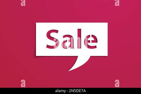 Bolla di discorso con la vendita di iscrizione in tecnica di taglio della carta. Illustrazione vettoriale. Illustrazione Vettoriale