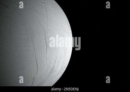 Fotografia digitale di Encelado, una delle luna di Saturno. Foto Stock
