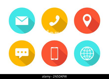 Colorful Business Web Modern Shadow Vector Icon Set Illustrazione Vettoriale
