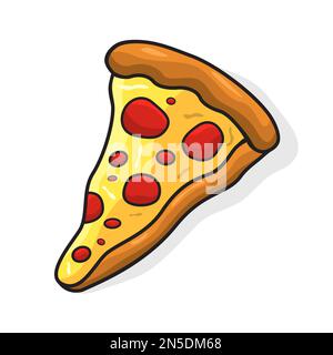 Pizza Slice isolato Cartoon Design Fast Food Vector Illustrazione Illustrazione Vettoriale