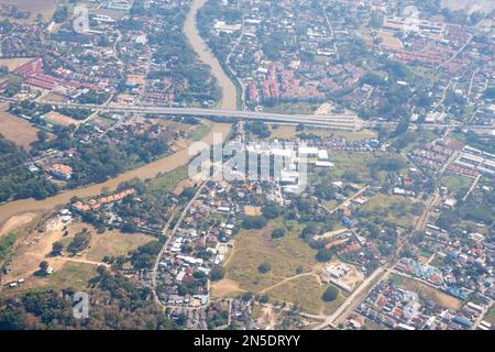 Città del nord, thailandia vista dall'aereo Foto Stock