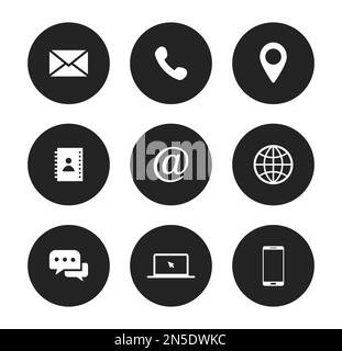 Set di icone vettore comunicazione contatto aziendale circolare Illustrazione Vettoriale