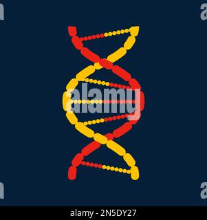 Struttura a elica poligonale astratta del DNA, codice genetico dei cartoni animati, cellula genica. Sequenza vettoriale dei cromosomi, elica della molecola a reticolo della catena cellulare Illustrazione Vettoriale