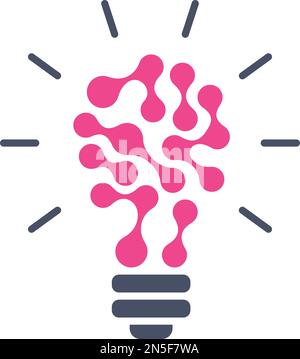 Icona idee brainstorming. Lampadina. Logo scientifico Illustrazione Vettoriale