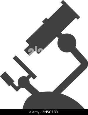 Icona nera del microscopio. Simbolo della ricerca biologica. Strumento scientifico Illustrazione Vettoriale