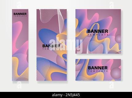 Moderno banner design web template set, banner web. Sfondo per la progettazione di siti web, banner per annunci di copertina sui social media, volantino, scheda di invito Illustrazione Vettoriale