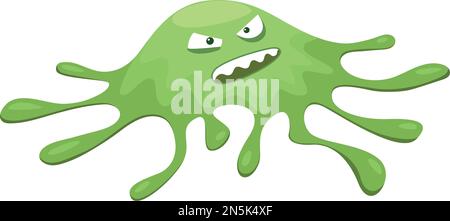 Carattere verde ameba. Mascotte mostro arrabbiato Cartoon Illustrazione Vettoriale