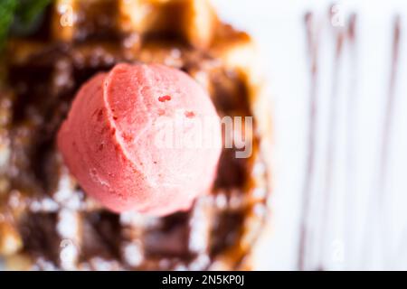 Una cialda, citata anche con le parole straniere cialda, cialda, cialda o cialda, è una tipica colazione belga e francese del nord. Foto Stock