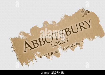 ABBOTSBURY - in inglese vocabolario lingua parola con riferimento villaggio nome evidenziato Foto Stock