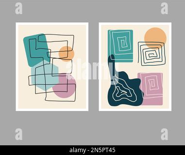 Illustrazione di arte astratta minimalista estetica neutrale Design artistico minimale per poster a parete Illustrazione Vettoriale