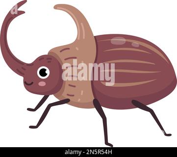 Personaggio di bug corned. Scarabeo carino. Insetto sorridente Illustrazione Vettoriale