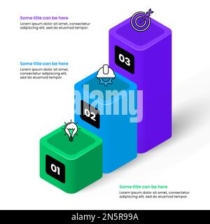 Modello infografico con icone e 3 opzioni o passaggi. Può essere utilizzato per il layout del flusso di lavoro, il diagramma, il banner, il webdesign. Illustrazione vettoriale Illustrazione Vettoriale
