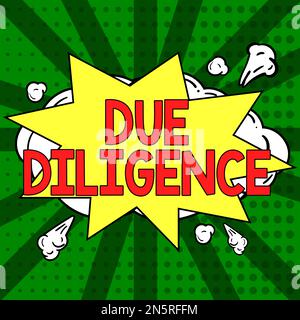 Cartello di testo che mostra due Diligence. Panoramica aziendale evitare di danneggiare altri beni aziendali per un accordo Foto Stock