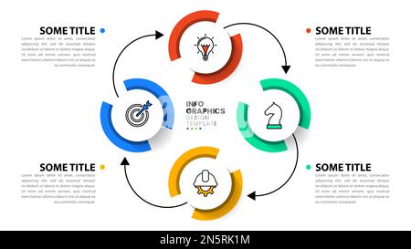 Modello infografico con icone e 4 opzioni o passaggi. Può essere utilizzato per il layout del flusso di lavoro, il diagramma, il banner, il webdesign. Illustrazione vettoriale Illustrazione Vettoriale