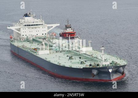 Una nave cisterna che trasporta liquidi tra i porti Foto Stock