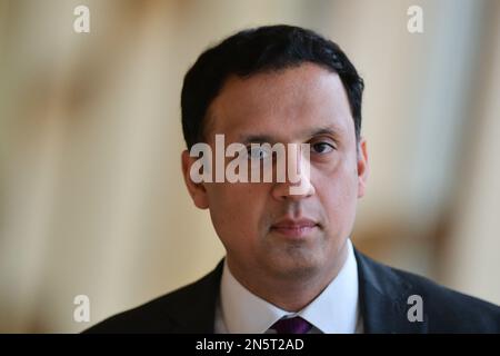 Edimburgo Scozia, Regno Unito 09 febbraio 2023. ANAS Sarwar lavoro scozzese al Parlamento scozzese. credito sst/alamy notizie dal vivo Foto Stock