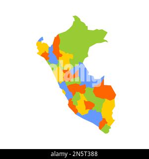 Perù mappa politica delle divisioni amministrative - dipartimenti. Mappa vettoriale colorata vuota. Illustrazione Vettoriale