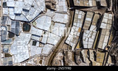 Una vista aerea delle saline di anana ad Alava, Spagna Foto Stock