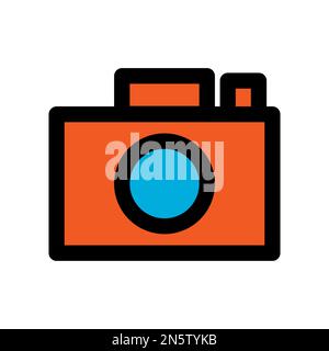 Linea dell'icona della fotocamera isolata su sfondo bianco. Icona sottile nera piatta sullo stile moderno. Simbolo lineare e tratto modificabile. Semplice e pixel Illustrazione Vettoriale