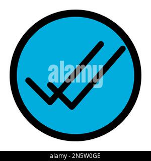 Segno di spunta accanto alla linea dell'icona circolare fine isolata su sfondo bianco. Icona sottile nera piatta sullo stile moderno. Simbolo lineare e tratto modificabile. Semplice Illustrazione Vettoriale