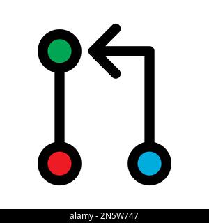 Linea dell'icona di richiesta di estrazione git isolata su sfondo bianco. Icona sottile nera piatta sullo stile moderno. Simbolo lineare e tratto modificabile. Semplice e p Illustrazione Vettoriale