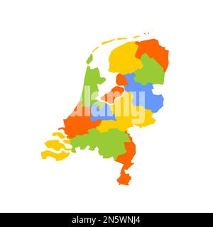 Paesi Bassi carta politica delle divisioni amministrative - province. Mappa vettoriale colorata vuota. Illustrazione Vettoriale