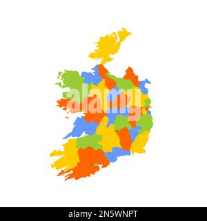 Irlanda carta politica delle divisioni amministrative - contee e città. Mappa vettoriale colorata vuota. Illustrazione Vettoriale