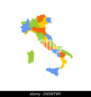 Italia carta politica delle divisioni amministrative - regioni. Mappa vettoriale colorata vuota. Illustrazione Vettoriale