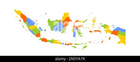 Indonesia carta politica delle divisioni amministrative - province e regioni speciali. Mappa vettoriale colorata vuota. Illustrazione Vettoriale