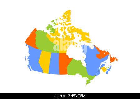 Canada carta politica delle divisioni amministrative - province e territori. Mappa vettoriale colorata vuota. Illustrazione Vettoriale